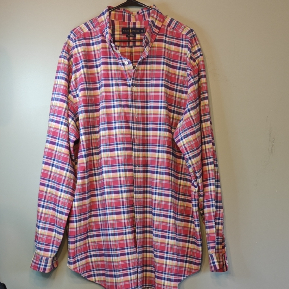 Ralph Lauren Men's Big & Tall 2XL Plaid Button Down Shirt